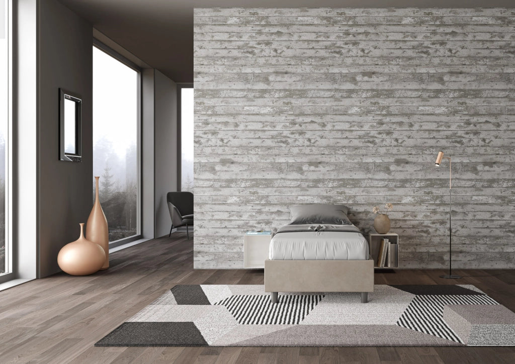BS COM Letto singolo contenitore imbottito 90x200 microfibra sabbia