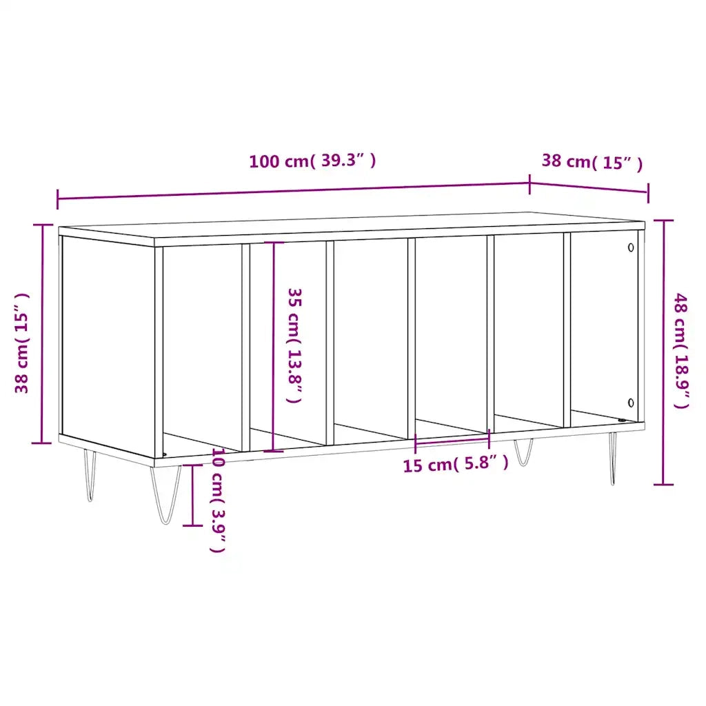 Mobile Porta Dischi Bianco 100x38x48 cm in Legno Multistrato CFW4007093
