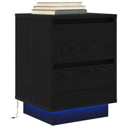 Comodino con Luci LED Nero 38x34x50 cm 861285