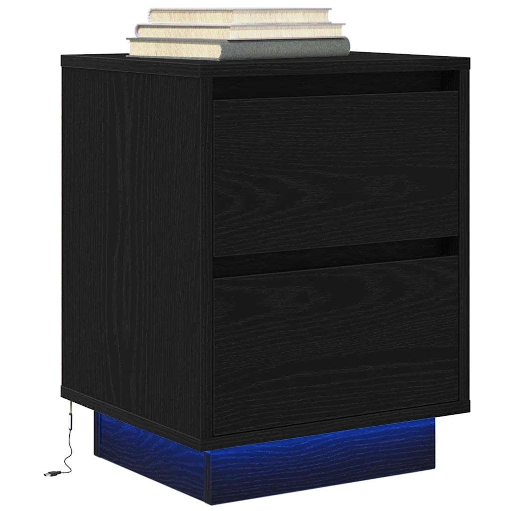 Comodino con Luci LED Nero 38x34x50 cm 861285