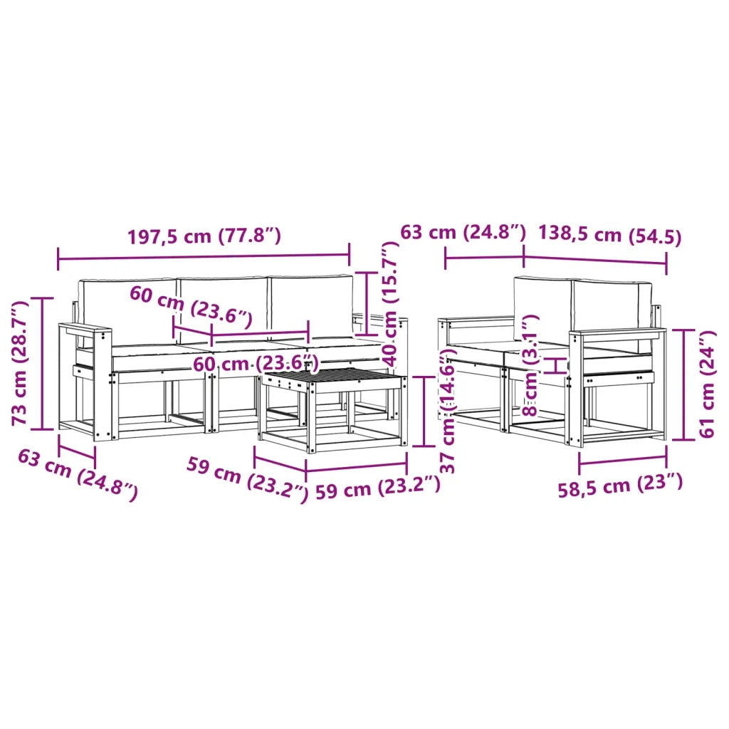Set di divani da esterno 6 pcs 3387251