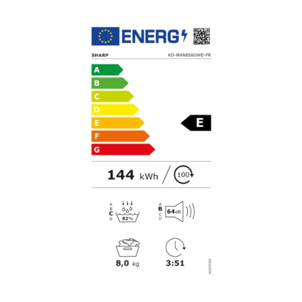 Asciugatrice Sharp KDNHA8S6GWE carica frontale a libera installazione 8 kg classe E