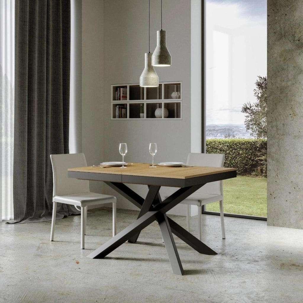 Tavolo allungabile 90x120/224 cm Volta Evolution Quercia Natura telaio Antracite