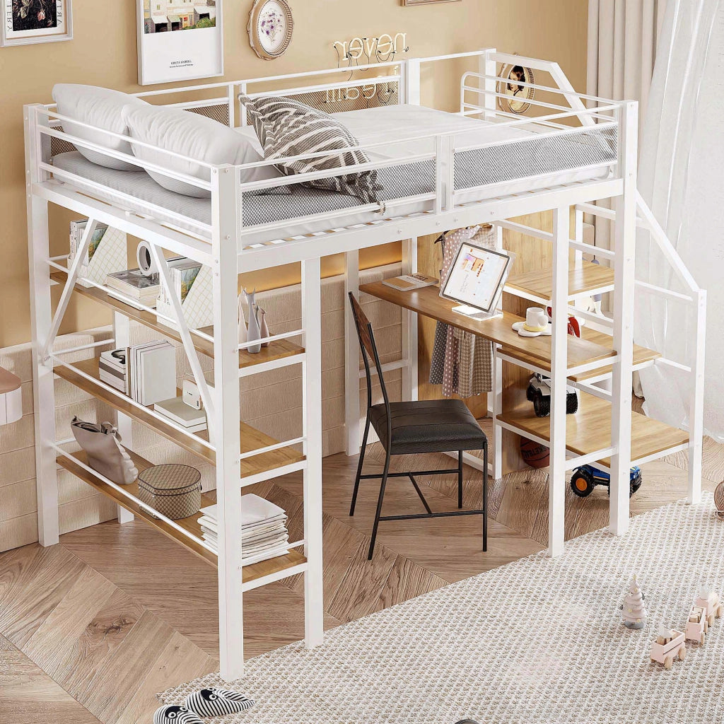 Letto a castello in metallo - Xylo - 140x200 - Bianco - Senza materasso