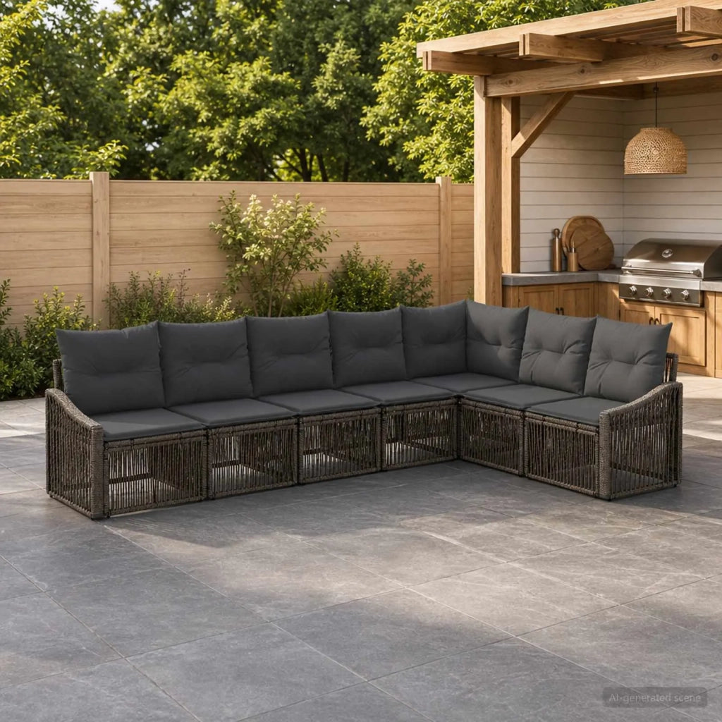 Set Divano da Giardino 7 pz Grigio polyrattan 3436016