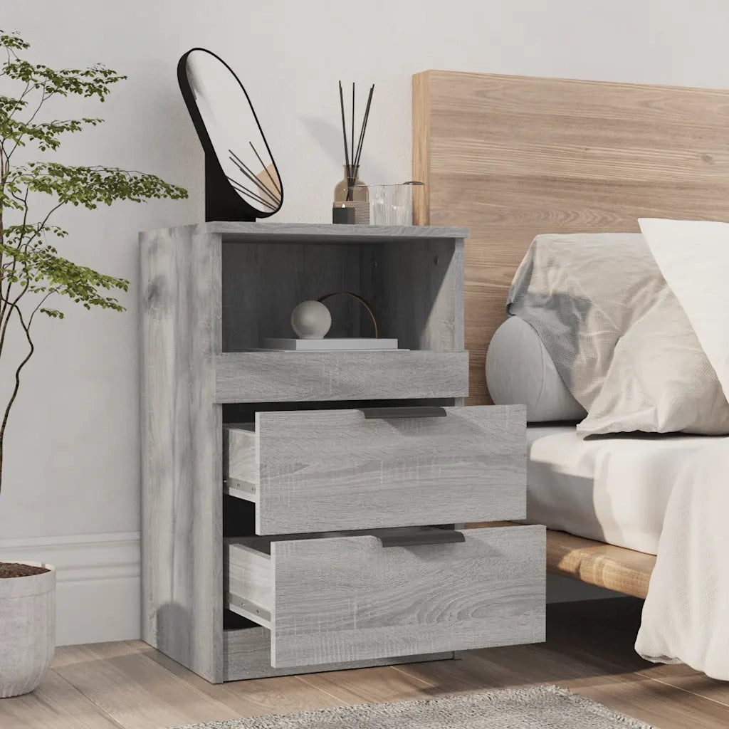 Comodini 2 pz-Set di 2 Tavolino da notte Grigio Sonoma in Legno Multistrato 721354