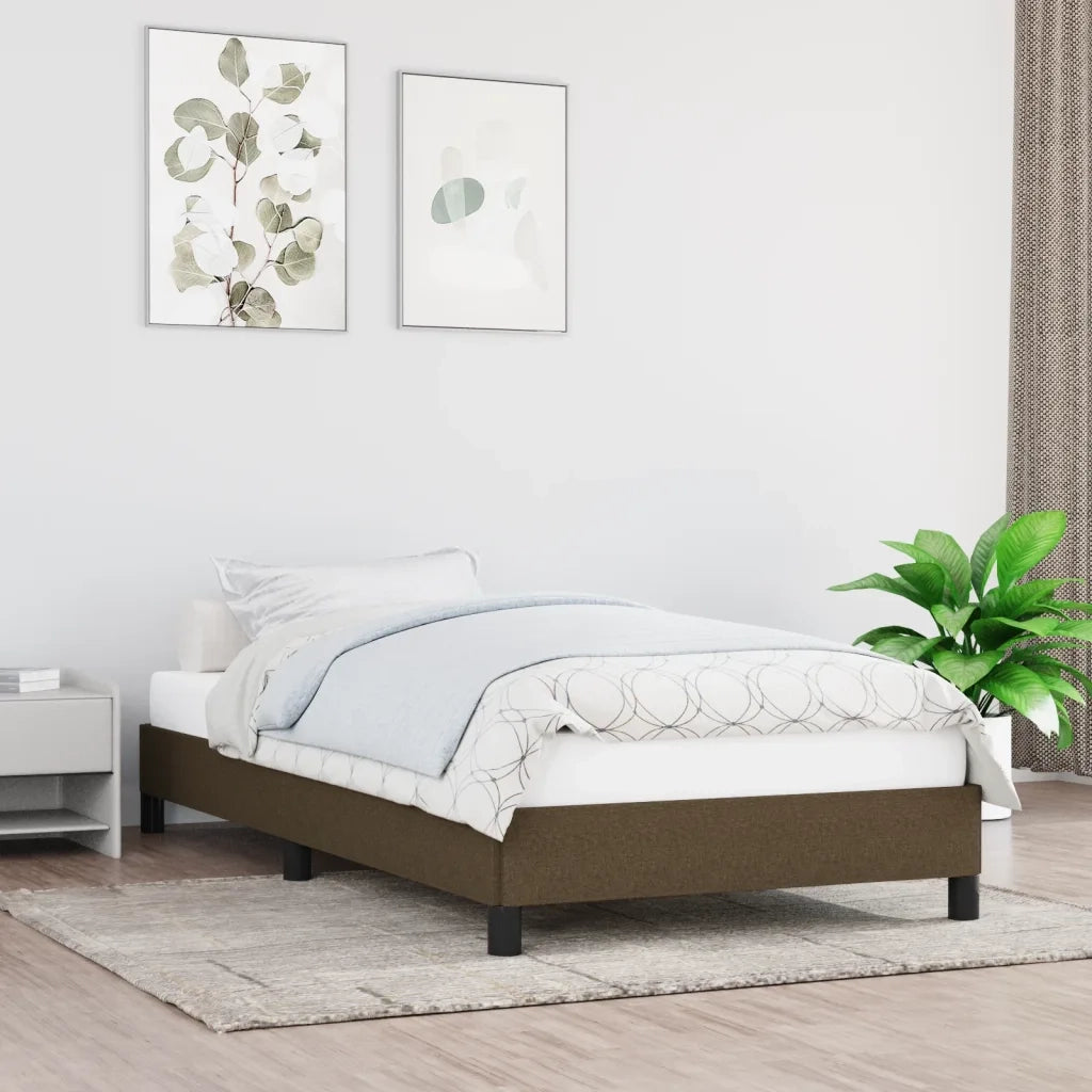 Letto singolo | Letto per adulti | Giroletto senza Materasso Marrone Scuro 90x190 cm Tessuto