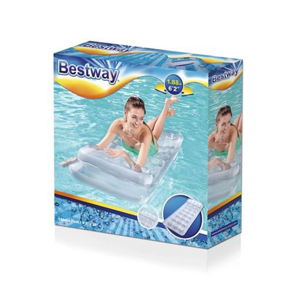Trade Shop - Materasso Gonfiabile 188x71cm Argentato Trasparente Con Cuscino Per Piscina Lago 43024 -