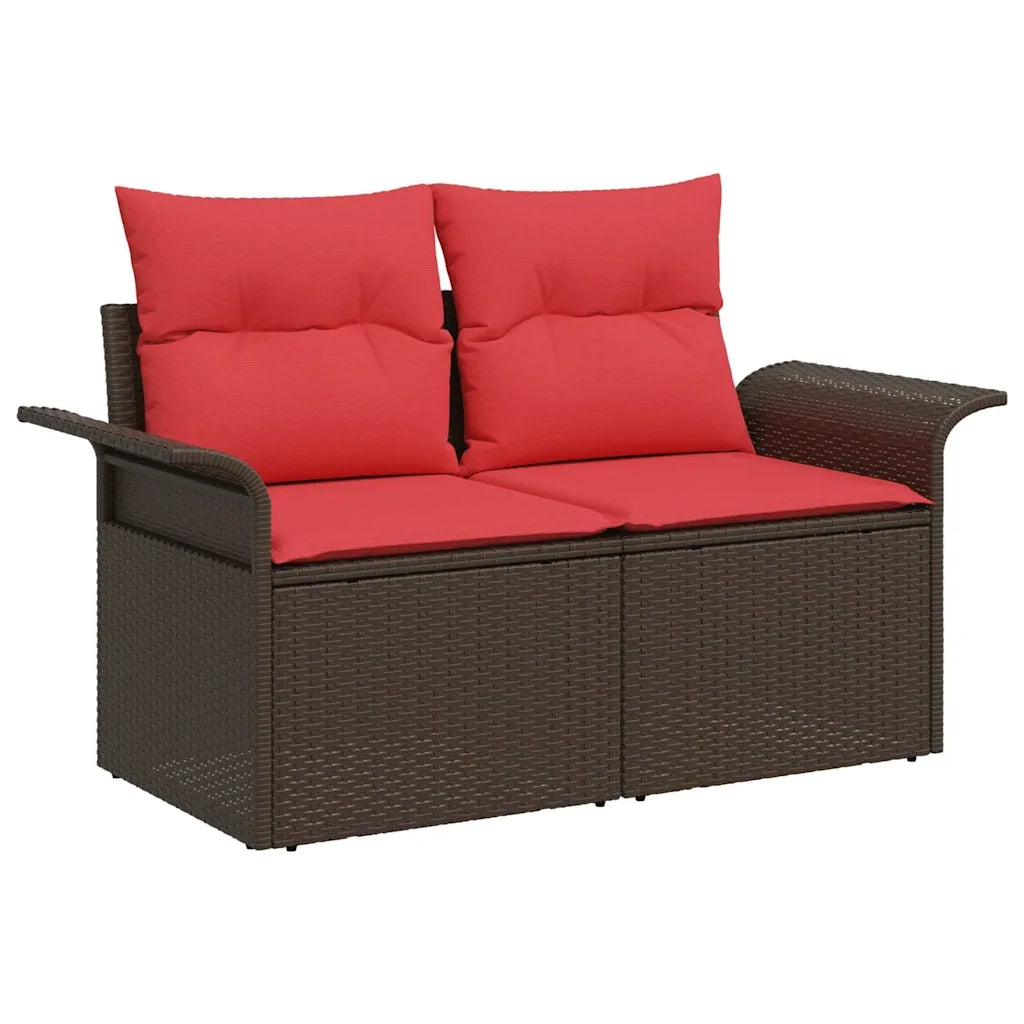 Set Divano da Giardino 6 pcs Beige e Rosso polyrattan 3353913
