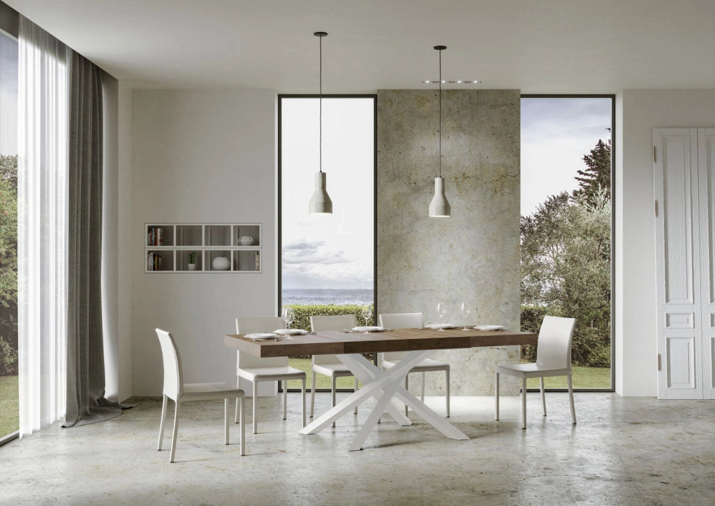Tavolo Allungabile 130-234x90x77 cm Volantis Premium Noce Telaio Bianco