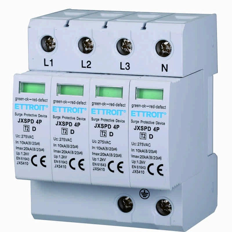 Scaricatore Di Sovratensione 220V T2 4P 275V 10KA Occupa 4 Moduli DIN