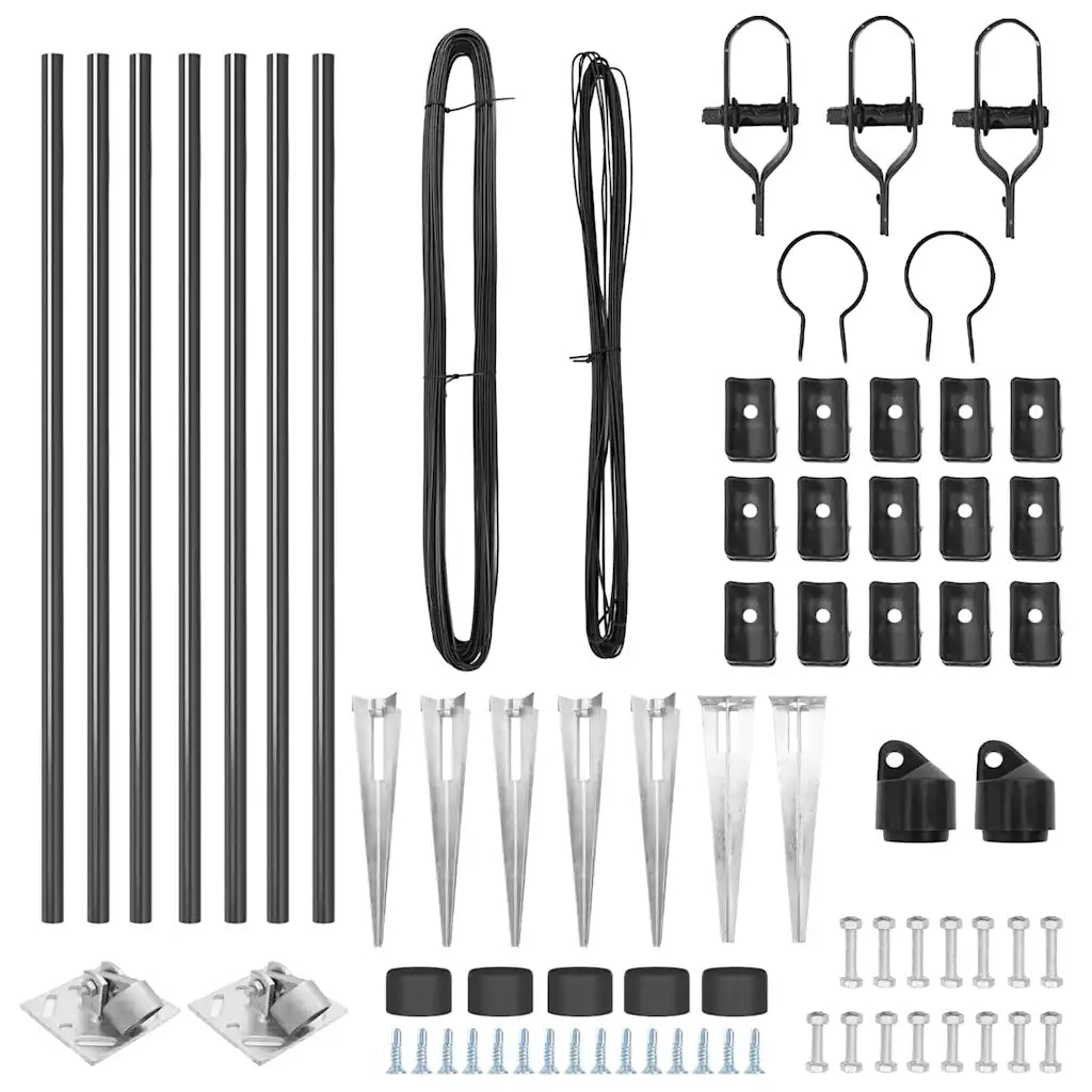 Palo della recinzione 7 pcs Grigio Acciaio 42004256