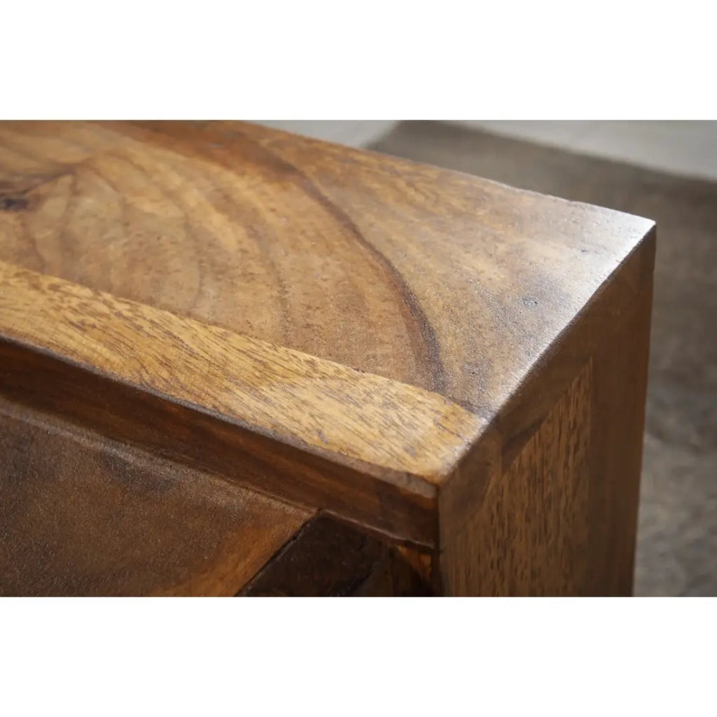 Tavolino basso MOKARA 100 cm in legno massiccio di sheesham con cassetto stile contemporaneo