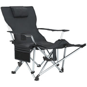 Sedia da Campeggio Pieghevole e Reclinabile con Accessori Nero