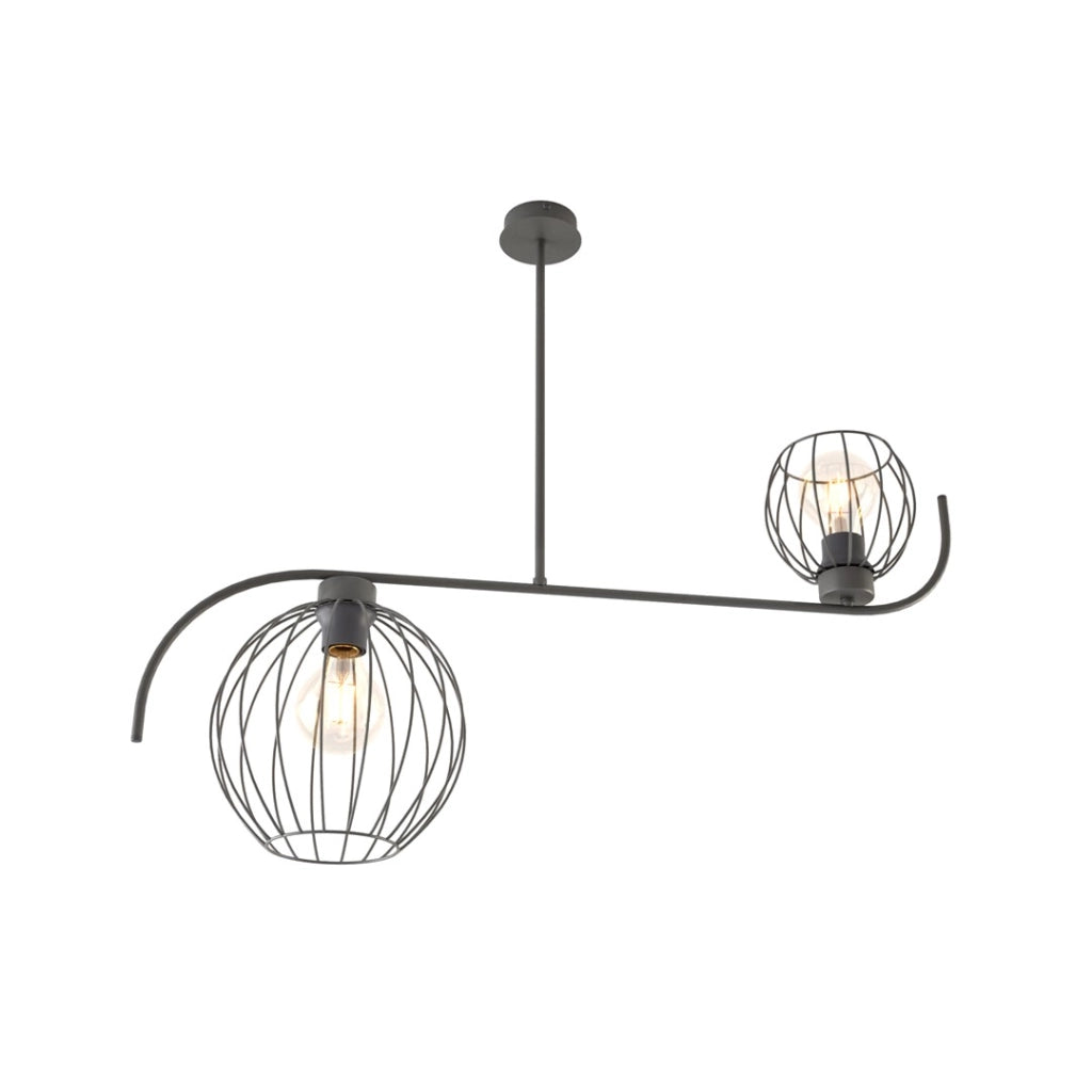 Plafoniera loft nera gabbia 2 luci E27 15W Echo Emibig