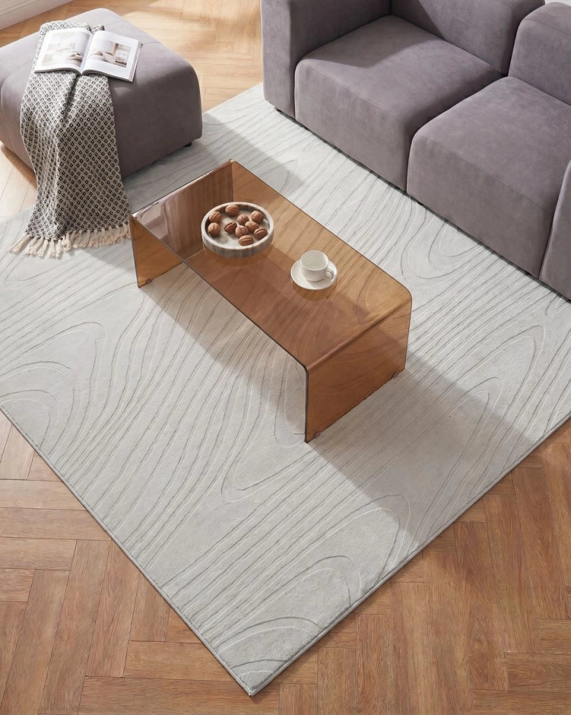 Tappeto in pelliccia sintetica di coniglio, bianco sporco, in poliestere, 160 x 160 cm, quadrato, morbido, a pelo lungo, motivo geometrico
