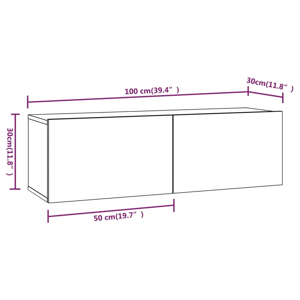 Mobili Porta TV a Parete 4 pz Rovere Fumo 100x30x30 cm 3114195