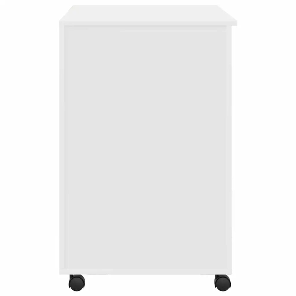 Scrivania | Tavolo da Ufficio con Ruote Bianco 91 x 50 x 77 cm Legno multistrato