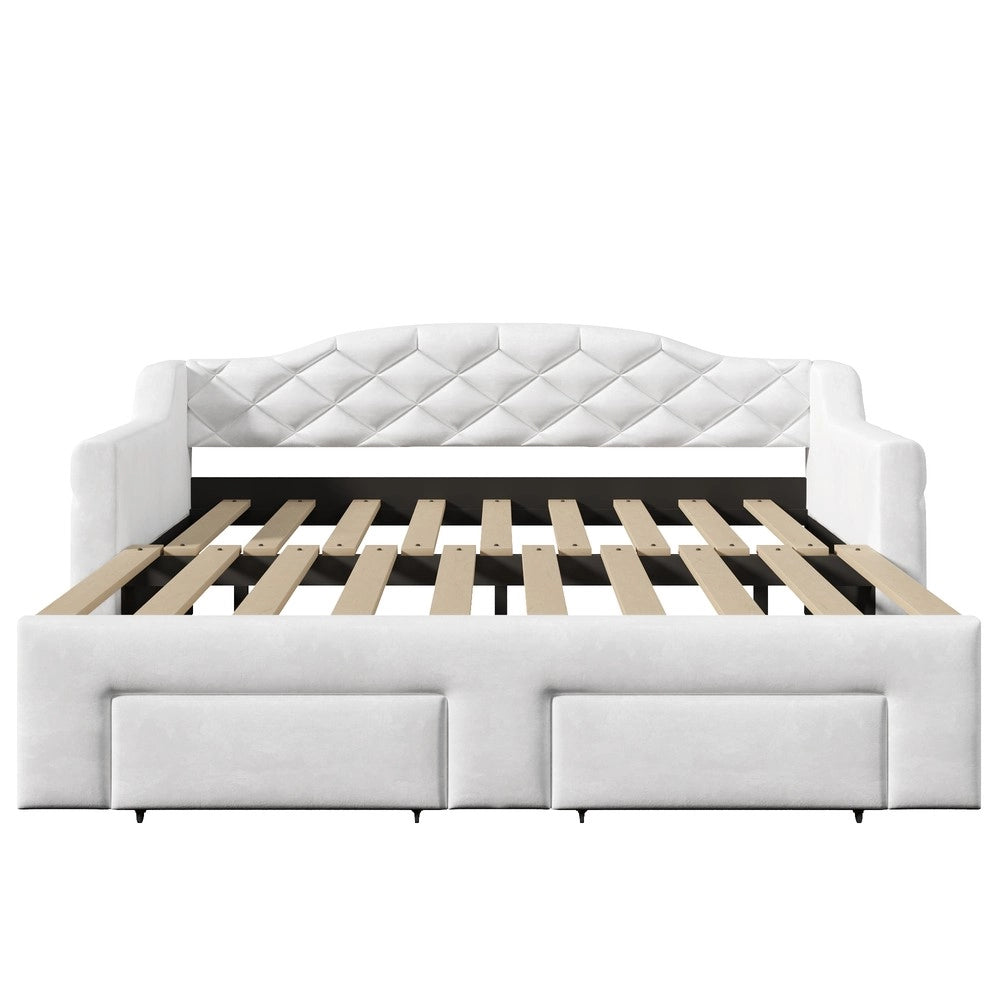 Letto Imbottito con Cassetti e LED ¨C Xylo ¨C Bianco, 90x200/180x200