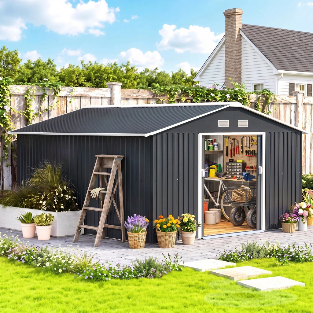 Capanno da Giardino ¨C Zephmum ¨C Grigio Acciaio Zincato 12.4m2