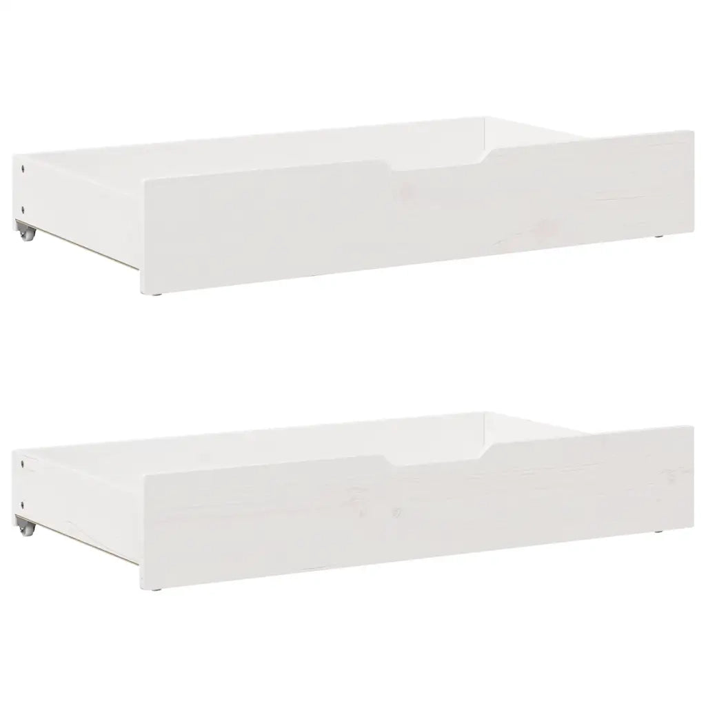 Giroletto con Cassetti Bianco 100x200 cm Legno Massello di Pino 3301945
