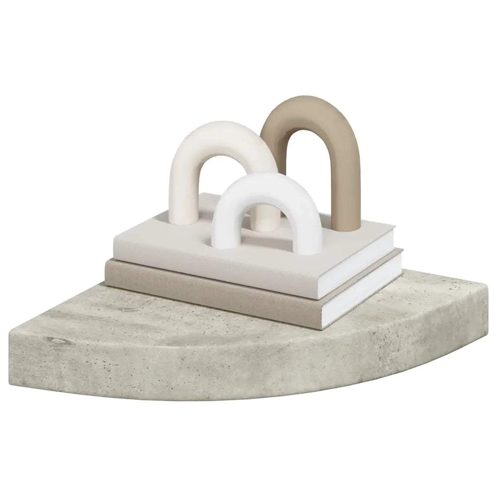 Mensola Angolare Grigio Cemento 25x25x3,8 cm in MDF 326633