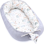 Bumper per neonati 90x50 cm - cocoon Fatto a mano cotone a doppia faccia con bumper per neonati Grigio tartan
