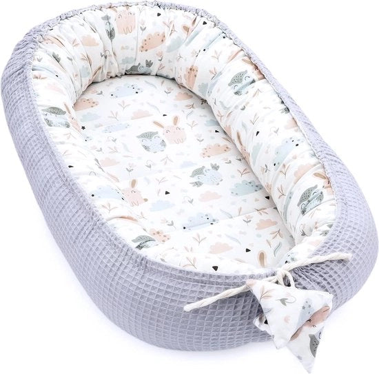 Bumper per neonati 90x50 cm - cocoon Fatto a mano cotone a doppia faccia con bumper per neonati Grigio tartan