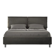 BS COM Letto matrimoniale senza rete imbottito 160x200 microfibra grigio