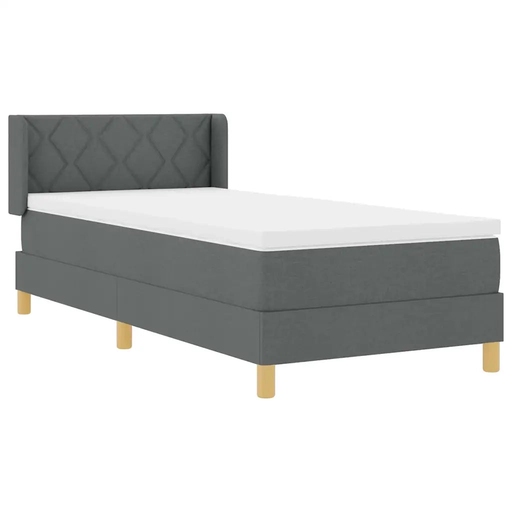 Letto a molle con materasso Grigio scuro 200 x 90 cm Poliestere