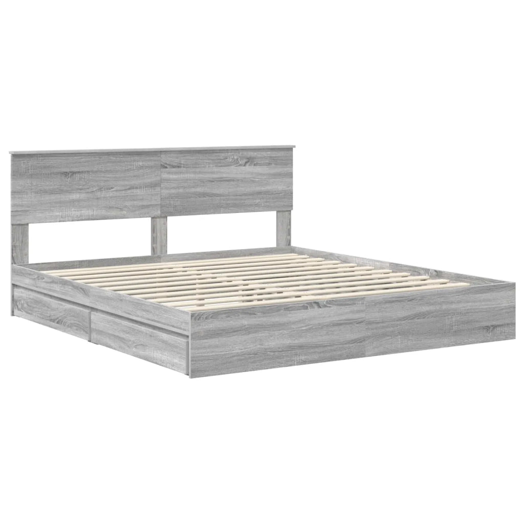 Letto con Contenitore con testiera Grigio Sonoma 180 x 200 cm 3410775