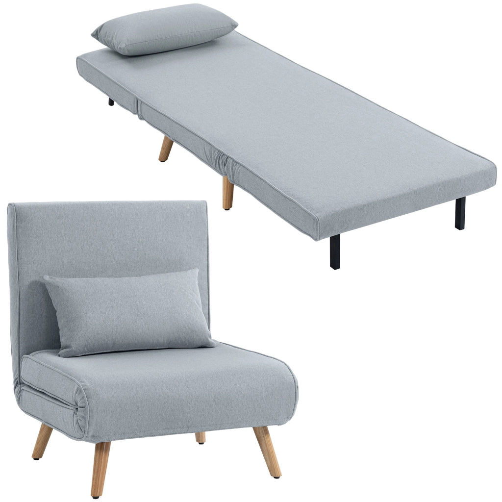 Poltrona letto 1 posto ¨C Zephmum ¨C Grigio con tessuto e cuscino
