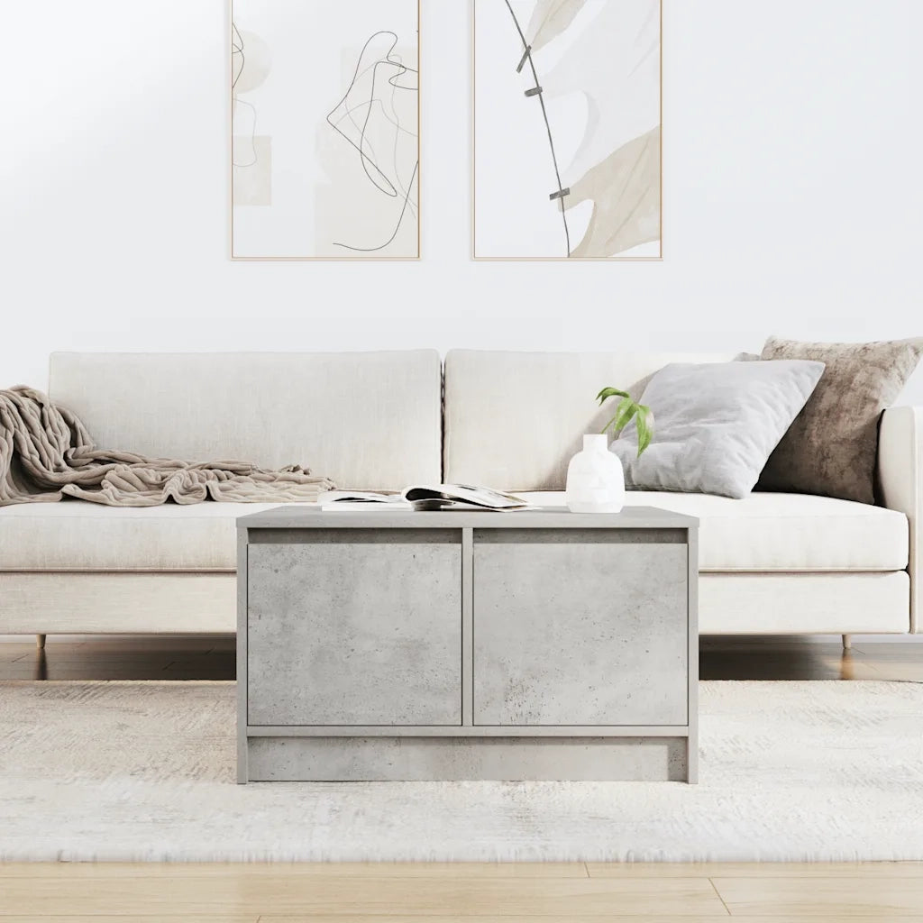 Tavolino da salotto | Tavolino da caff¨¨ | Tavolino da Soggiorno con Cassetti Grigio Cemento 70,5x70x40 cm