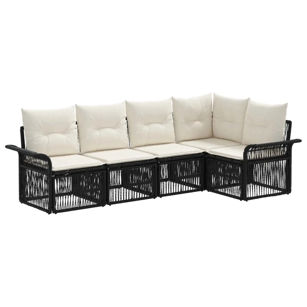 Set Divano da Giardino 5 pz Nero polyrattan 3434827