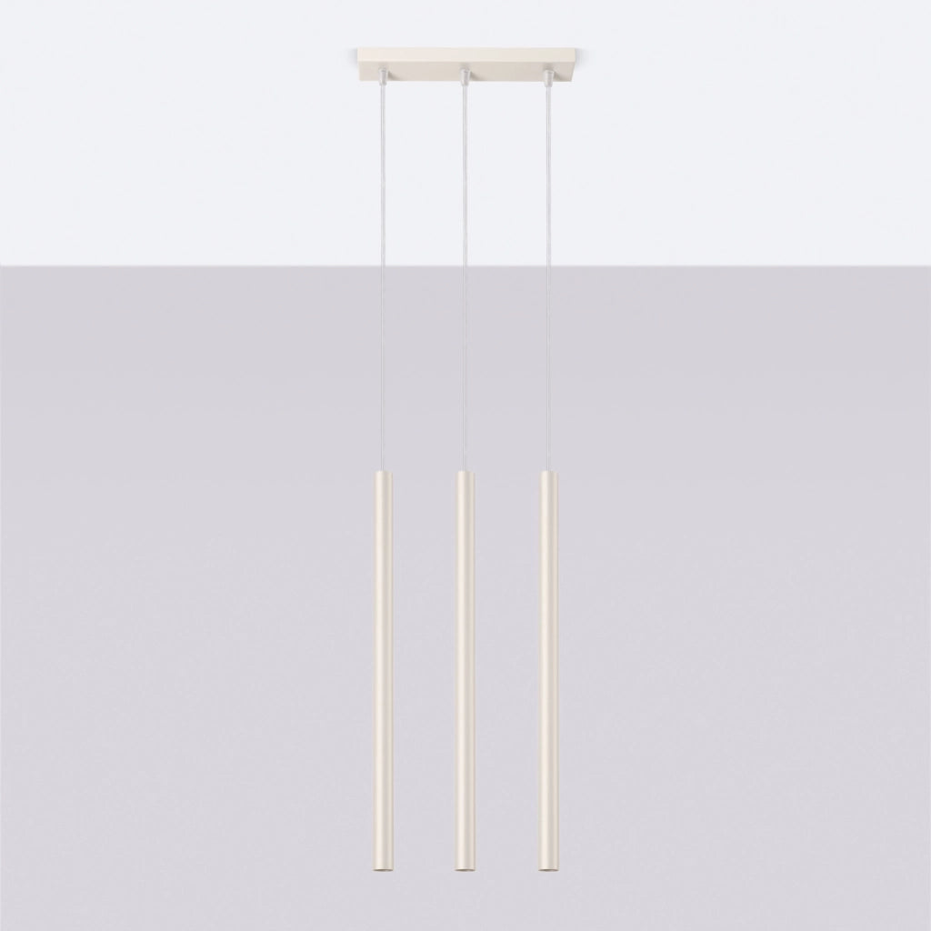 Lampada a sospensione Pastelo Ocean Green a 3 luci in acciaio moderno beige 30x5x94cm