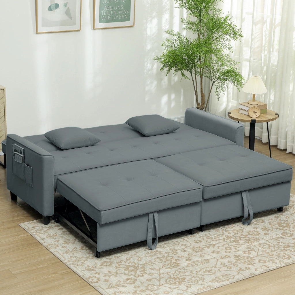 Divano letto 3 posti imbottito con cuscini ¨C zephmum ¨C grigio