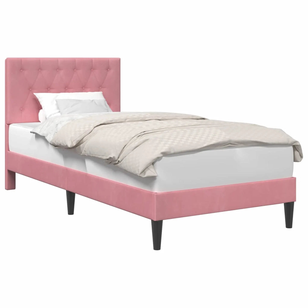 Struttura del letto con testiera-Giroletto Rosa 100 x 200 cm Velluto 958788