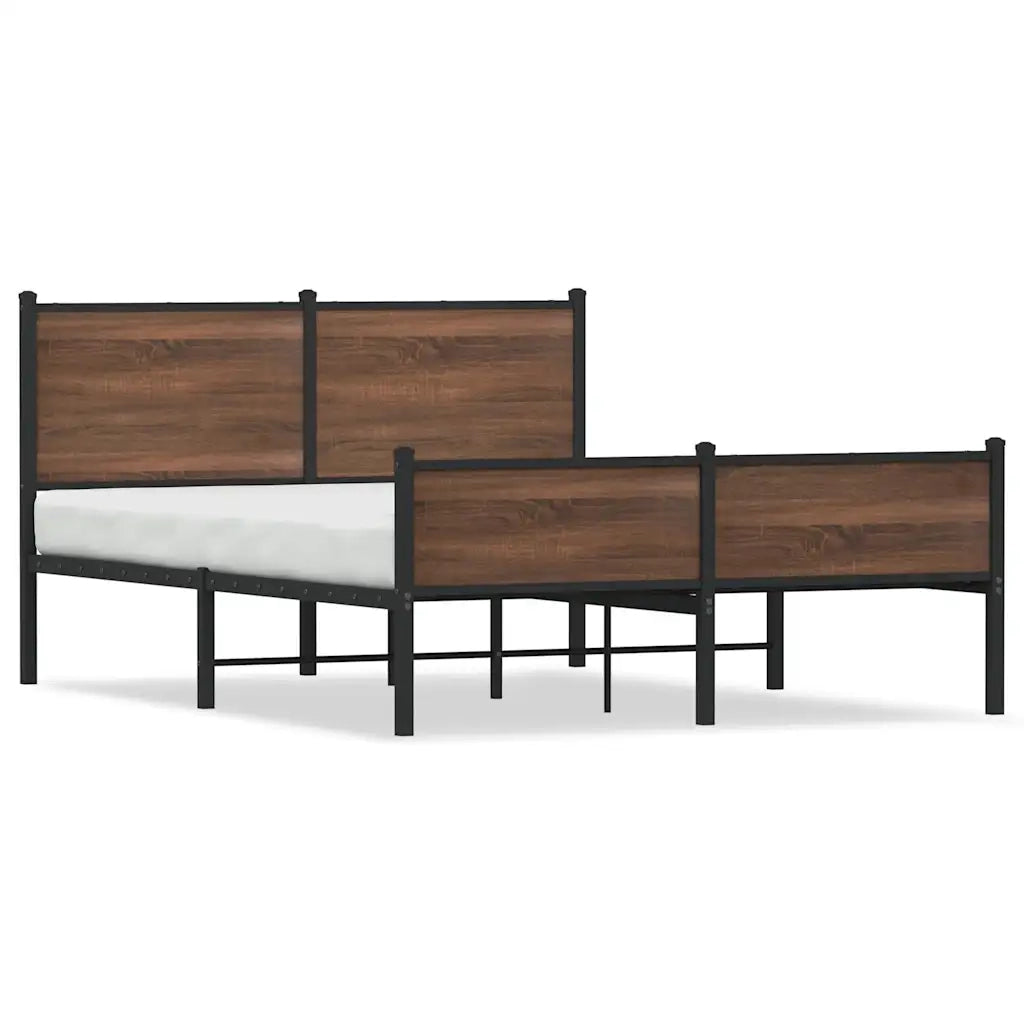 Giroletto senza Materasso-Struttura Letto in Metallo Rovere Marrone 140x200 cm 700661