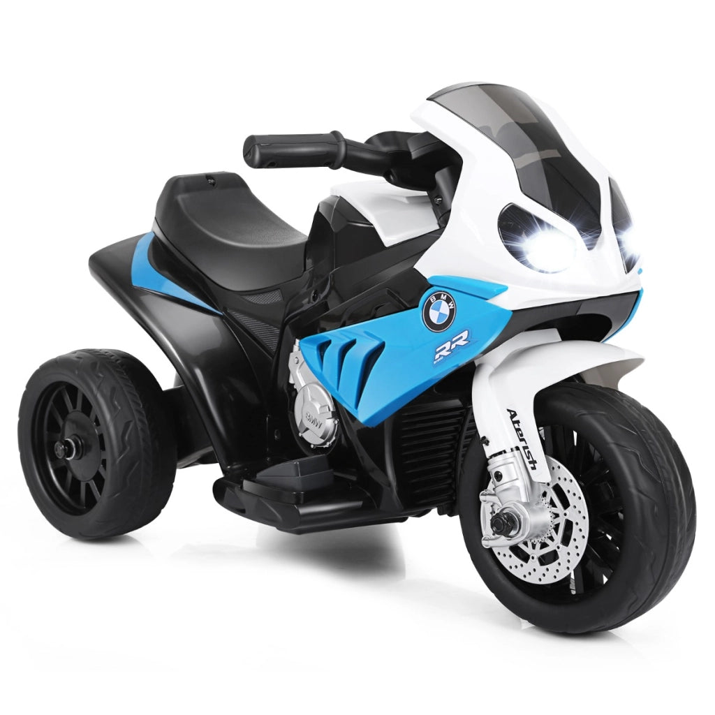 Moto cavalcabile alimentata a batteria 6 V per bambini, Motocicletta a 3 ruote con musica e aspetto carino Blu-Moto elettriche