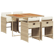 Set da Pranzo da Giardino 5 pz | Set Salotto da Giardino con Cuscini Beige in Polyrattan