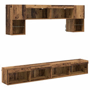 Unit¨¤ a muro per TV con LED 6 pz | Armadietto TV | Mobile Porta TV Legno vecchio