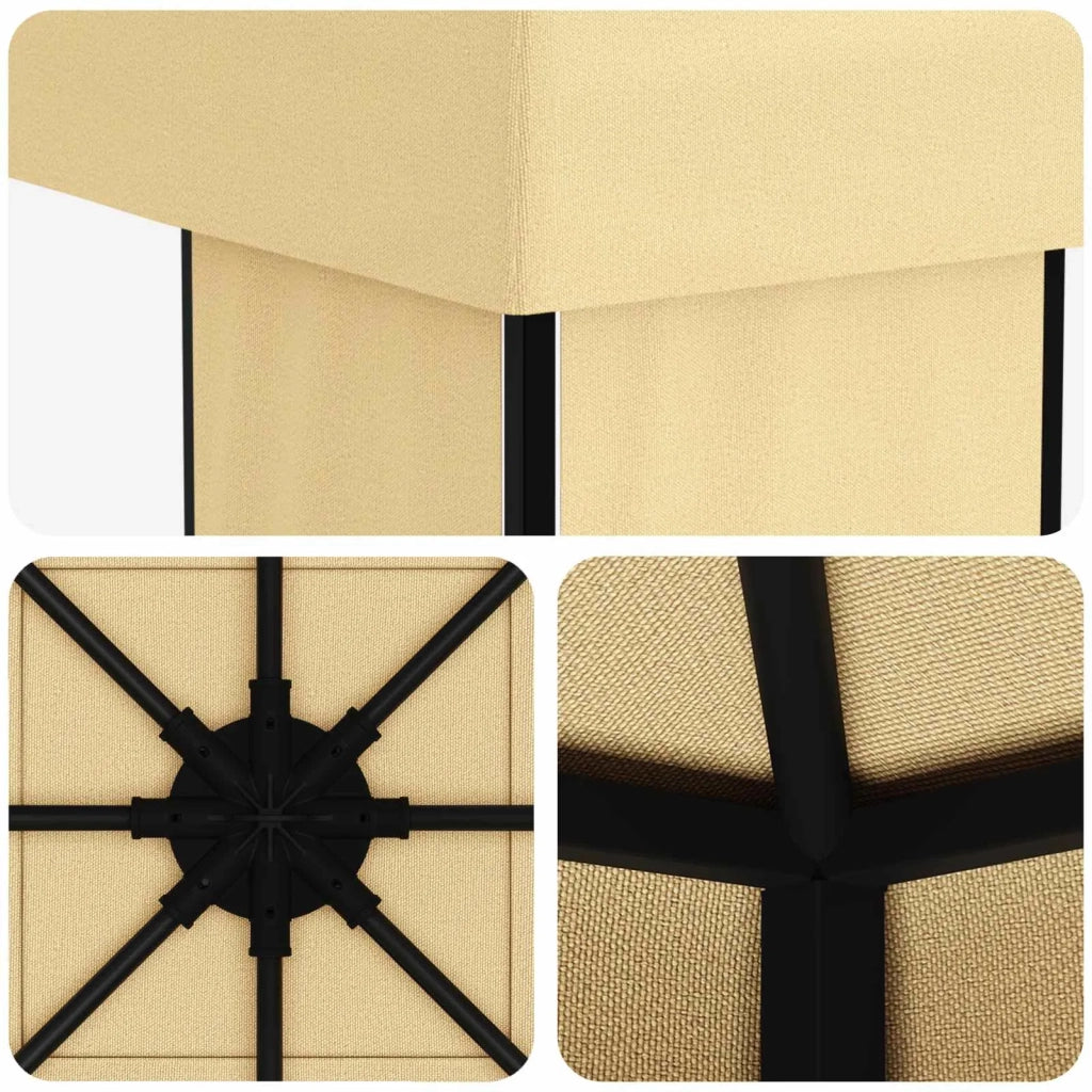 Gazebo | Pergolato 4 ¡Á 3 m Crema Poliestere e Acciaio 190 gsm