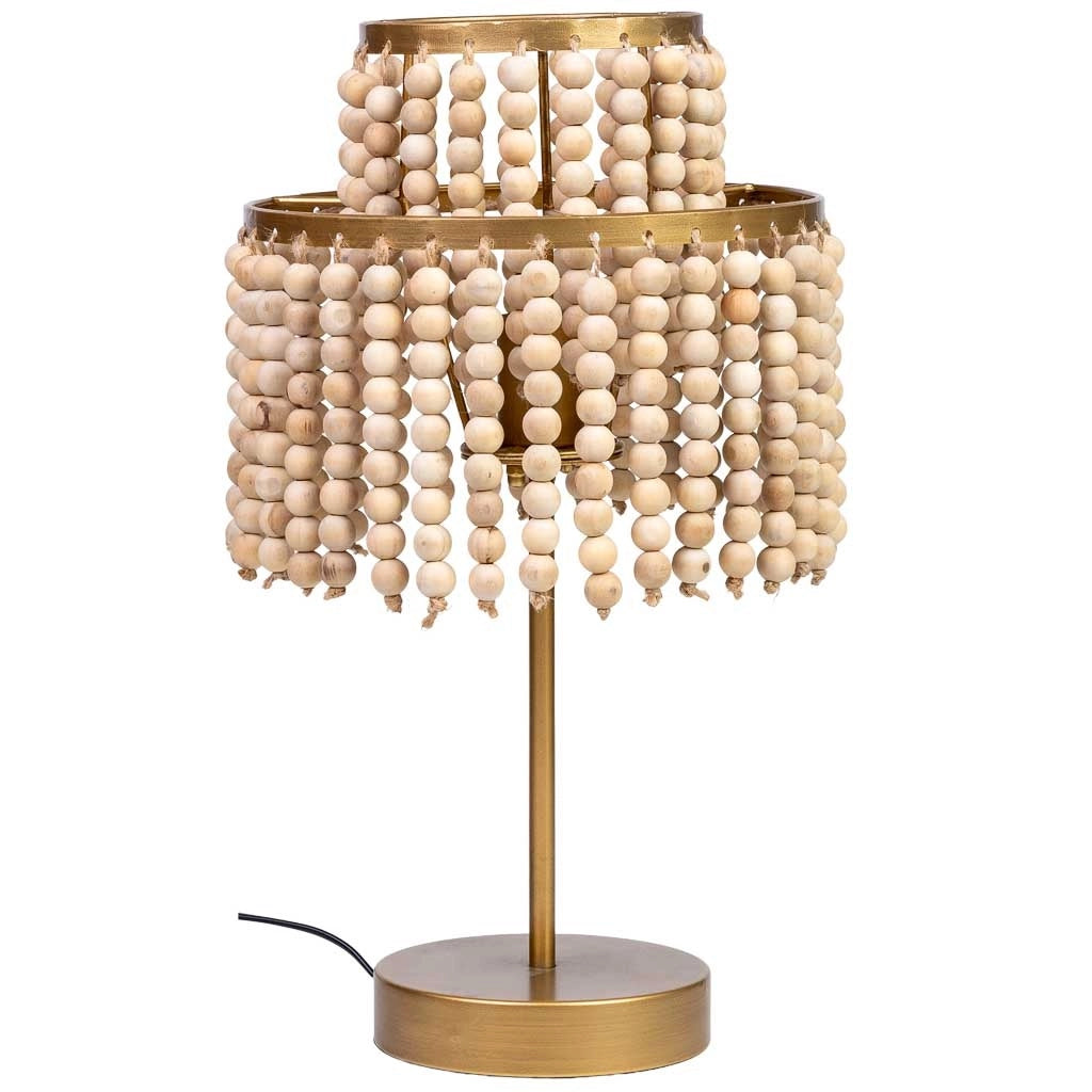 Lampada da tavolo in metallo e legno 28,5x28,5x35/50h cm Oro