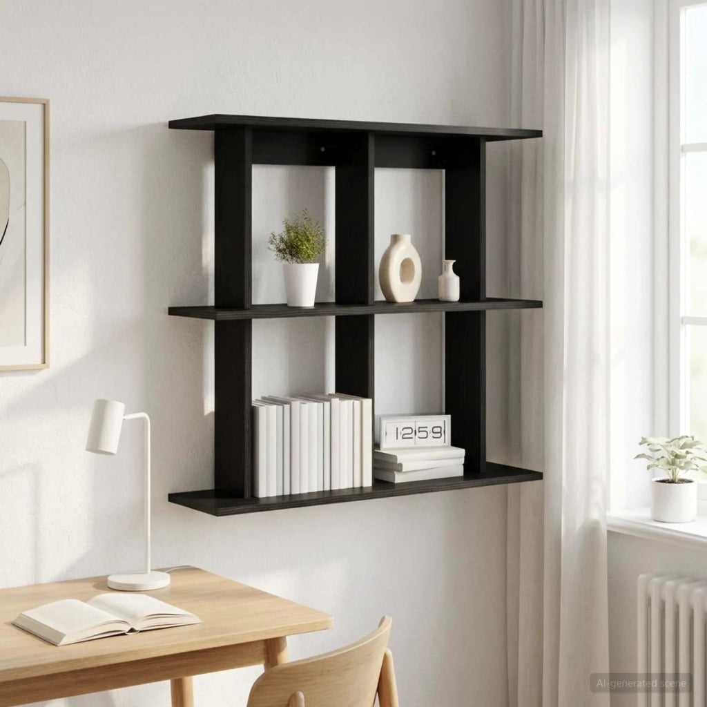 Scaffale da parete A parete Rovere Nero 100 x 20 x 75 cm 8012085