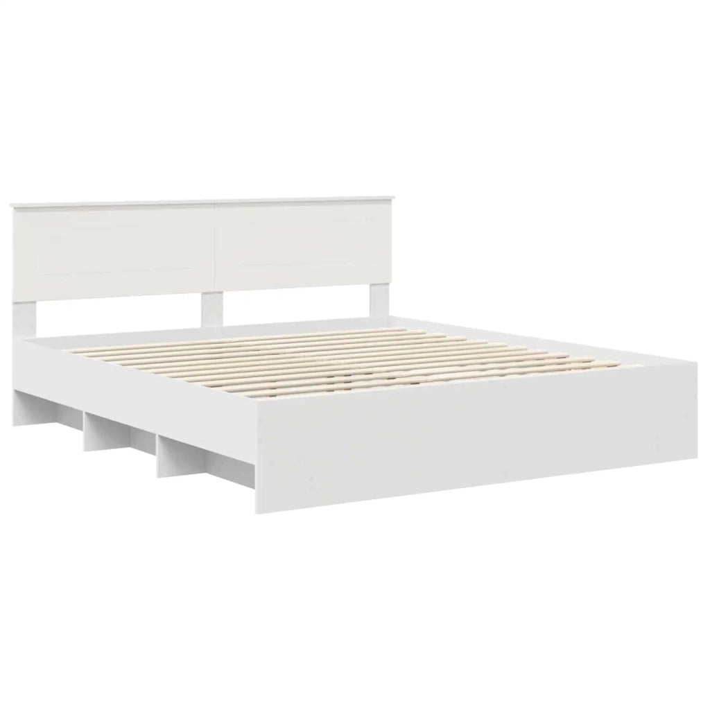 Struttura del letto-Giroletto-Rete del Letto Bianco 200 x 200 cm Legno multistrato 384219