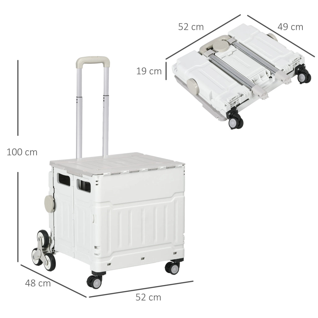 Carrello per Spesa Pieghevole con RuoteSaliscale in Alluminio Bianco
