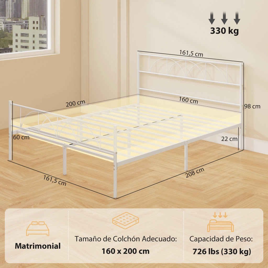 Letto Contenitore Matrimoniale con Testiera ¨C Zephmum ¨C 160x200 cm in Acciaio
