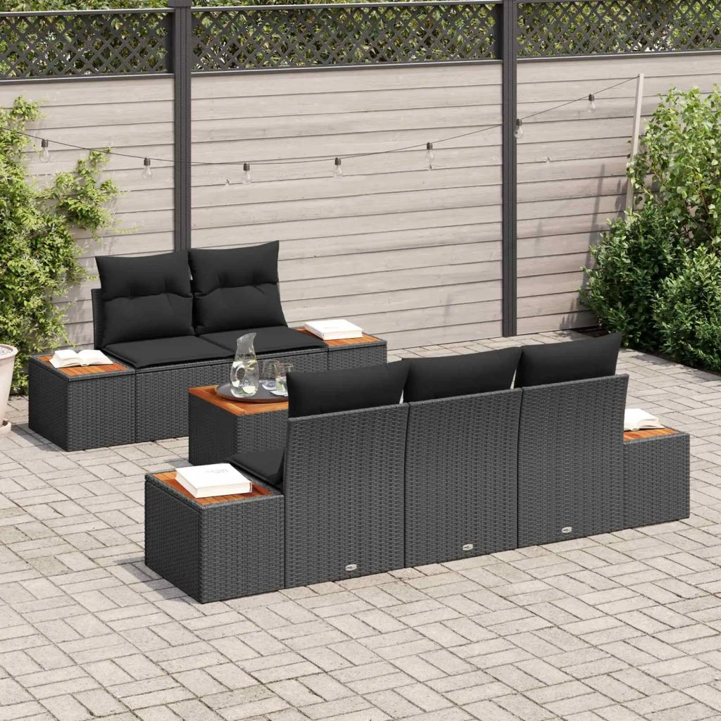 Set Divano da Giardino con archiviazione 6 pcs Nero Poly Rattan 3356693