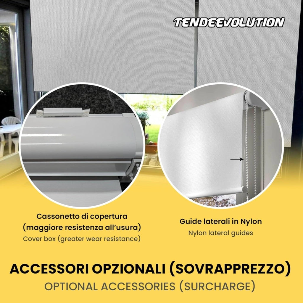 Tenda a Rullo Su Misura RODANO OSCURANTE - Larghezza 1,50m x Altezza 3m - Colore Bianco 1 - Ideale per Interni ed Esterni
