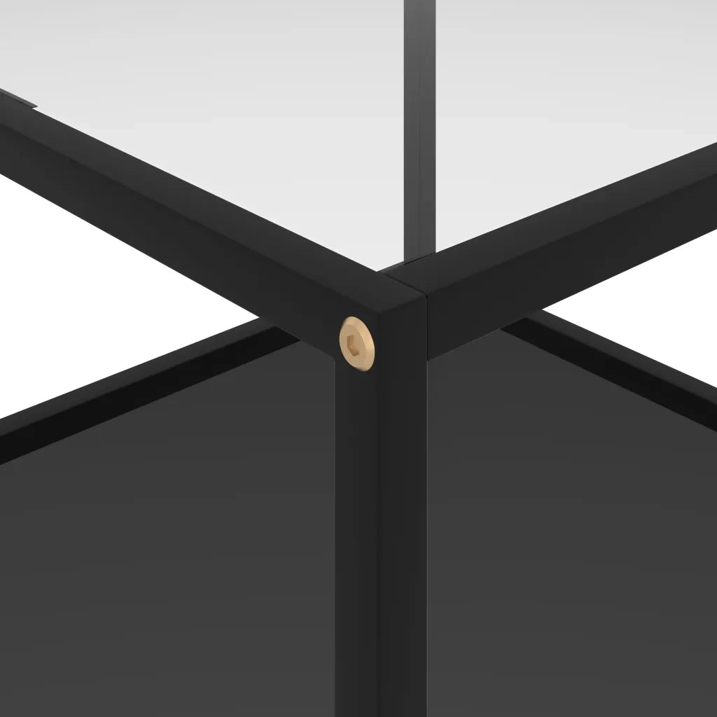 Tavolino Trasparente e Nero 60x60x35cm in Vetro Temperato 322891